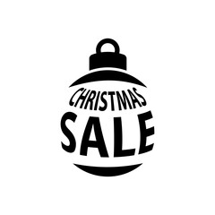 Tiempo de de Navidad. Logo con silueta de bola de navidad en espacio negativo con texto Christmas sale 