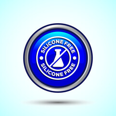 Silicone free icon design illustration, Best Silicone free sign, symbol, Blue Color Round Button Design