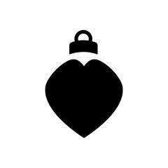 Decoración de Navidad. Logo con silueta de bola de navidad en espacio negativo con corazón para tarjetas y felicitaciones