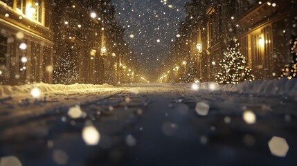 Enchanting Christmas Eve - A Magical Snowy Street with Decorated Houses in the Night | Ultra-Detailed Digital Illustration