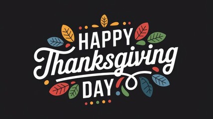 Obraz premium Festive Happy Thanksgiving Day design with colorful leaves.