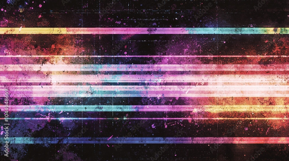 Poster vibrant abstract background with colorful horizontal lines and textures on a dark surface during a c