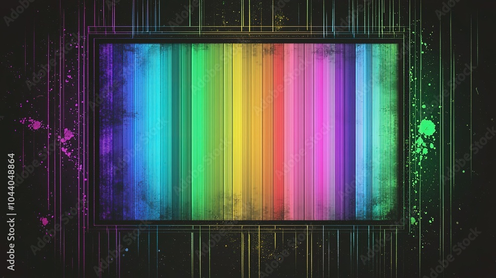 Aufkleber colorful abstract design with vibrant stripes and splashes on a dark background, creating a dynamic 