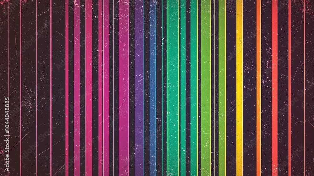 Poster vibrant vertical stripes create a colorful abstract design with a textured background in a dark sett