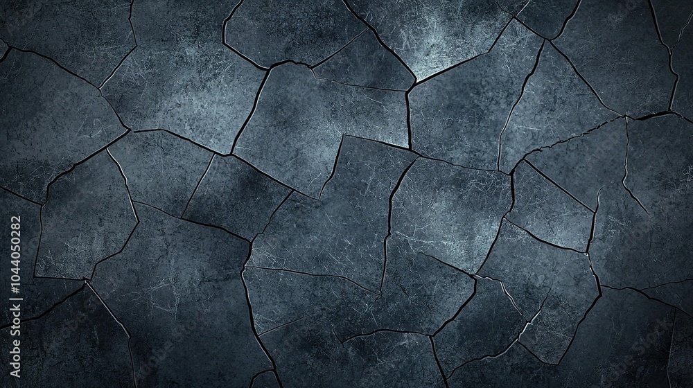 Poster dark cracked surface background with an abstract texture highlighting intricate patterns in imperfec