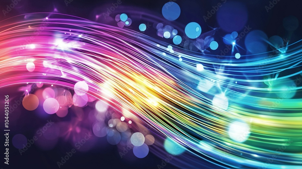 Poster colorful abstract light trails create a vibrant display of dynamic motion against a dark background