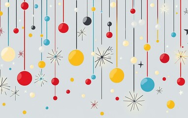 Colorful decorations hanging from above create a festive atmosphere during a celebration or holiday gathering