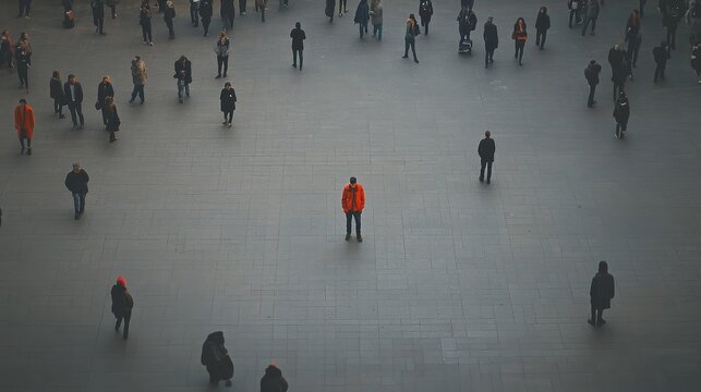 Social isolation in densely populated areas, Depicting the paradox of loneliness amidst urban crowds, photography style