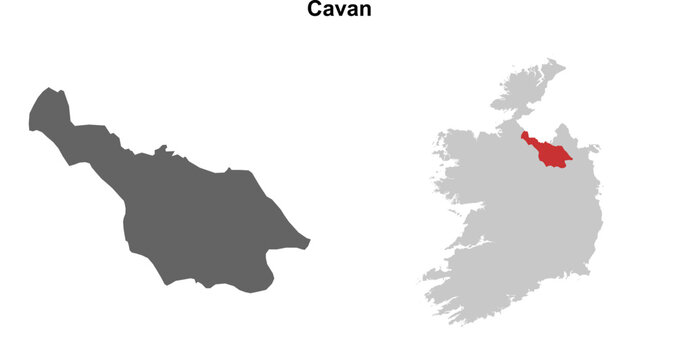 Cavan county blank outline map set