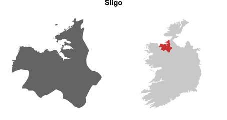 Sligo county blank outline map set