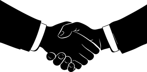 Minimalist Black Silhouette Handshake Icon for Finance and Business Deals