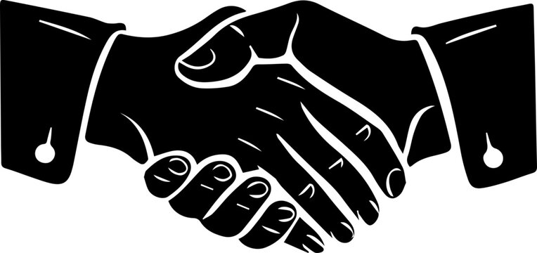 Business Finance Handshake Vector Icon in Black Silhouette for Professional Agreements