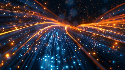 Vibrant Abstract Digital Art with Flowing Waves, Neon Lights, and Futuristic Fluid Design Elements