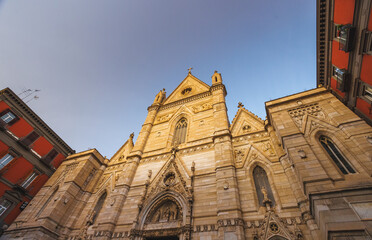 View of facade the historic church Duomo di San Gennaro of Naples