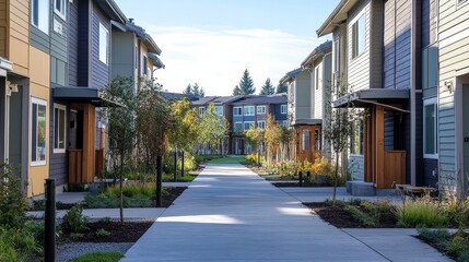 Socioeconomic diversity in urban housing initiatives, Illustrating affordable housing solutions in diverse neighborhoods, photography style