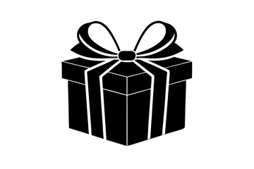 gift box isolated on white silhouette vector illustration .