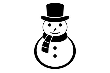 snowman isolated on white silhouette vector illustration .