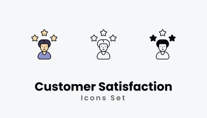 Customer Satisfaction Icons thin line and glyph vector icon stock illustration
