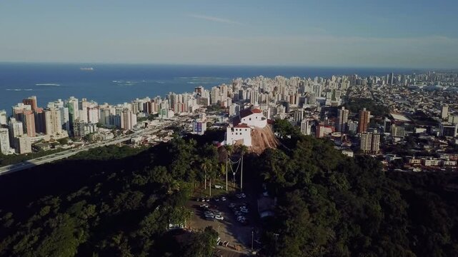 Aerial view of Penha Convent Church at Vila Vellha, Vit&oacute;ria, Espirito Santo, Brazil.