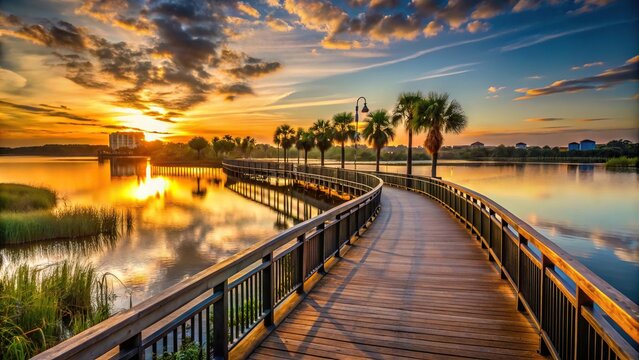 Scenic pathways and boardwalks at Silhouette Cranes Roost in Altamonte Springs, Florida