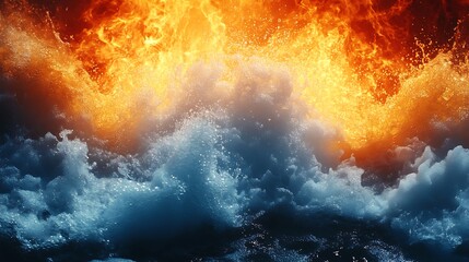 Abstract image of fire and water, with a strong contrast of warm and cold colors, representing opposing forces.