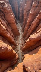 Vibrant multicolored canyon with jagged rock formations and narrow trails