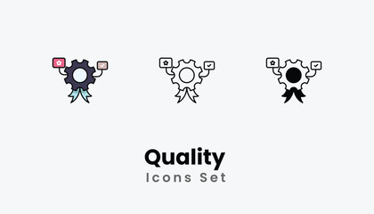 Quality  Icons thin line and glyph vector icon stock illustration