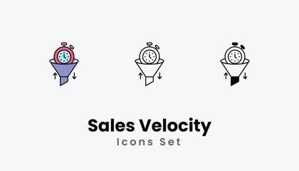 Sales Velocity Icons thin line and glyph vector icon stock illustration