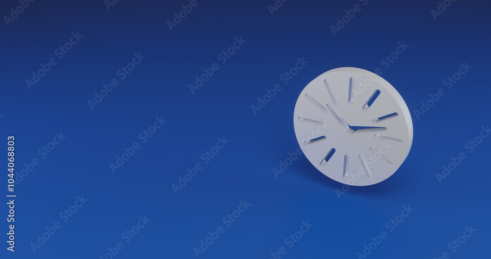 Poster isolated realistic white clock symbol with shadow. located on the right side of the scene. 3d illust