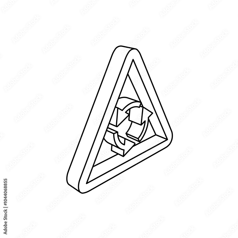 Poster the outline of a large roundabout sign is made with black lines. 3d view of the object in perspectiv