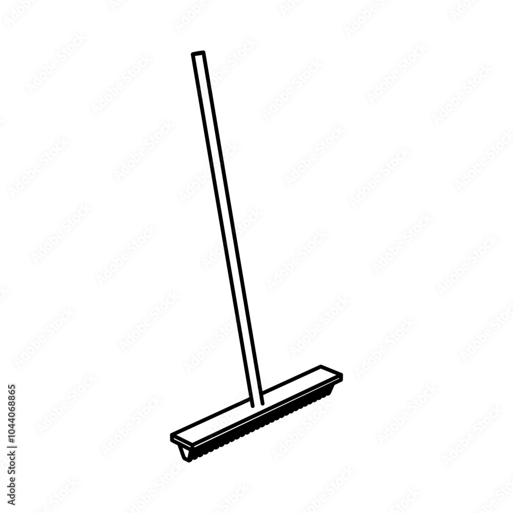 Poster the outline of a large rake symbol is made with black lines. 3d view of the object in perspective. v