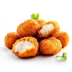 Chicken nuggets, food element, 3D render, crispy batter coating, isolated on white background