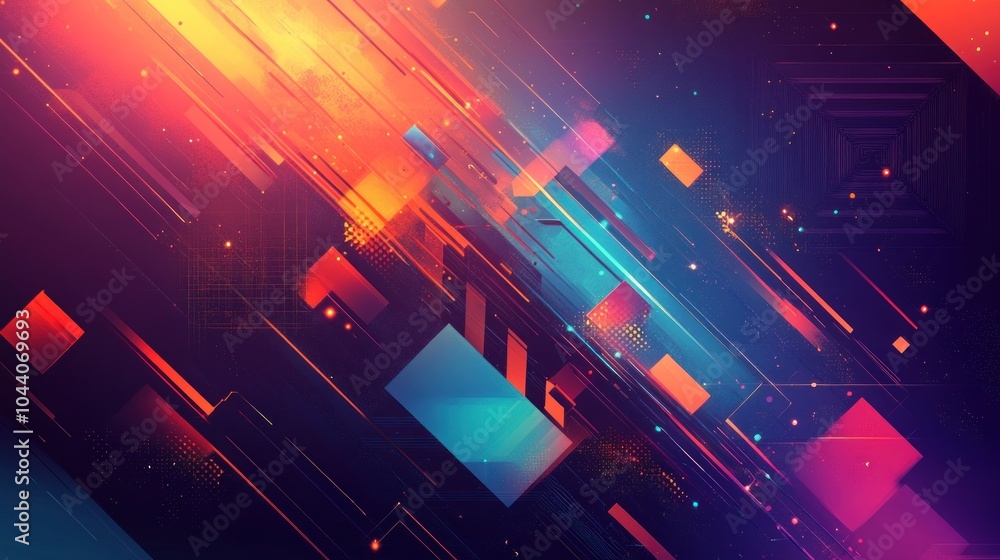 Aufkleber a vibrant abstract design featuring colorful geometric shapes and dynamic lines.