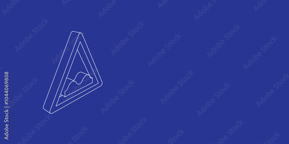 Aufkleber the outline of a large rough road sign made of white lines on the left. 3d view of the object in per