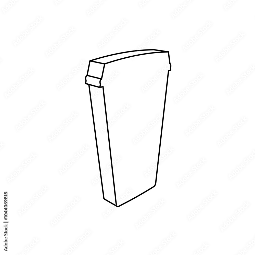 Poster the outline of a large paper coffee cup is made with black lines. 3d view of the object in perspecti