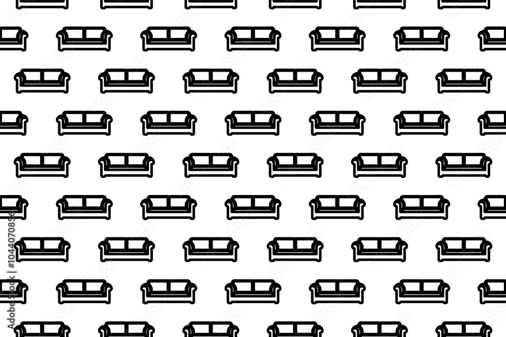 Aufkleber seamless pattern completely filled with outlines of sofa icons. elements are evenly spaced. illustra