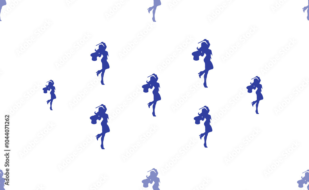 Poster seamless pattern of large isolated blue enchantress symbols. the pattern is divided by a line of ele