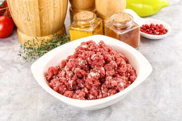 Raw beef minced meat for cooking