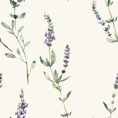 Delicate lavender sprigs arranged elegantly on a light background, showcasing nature’s beauty in a calming pattern