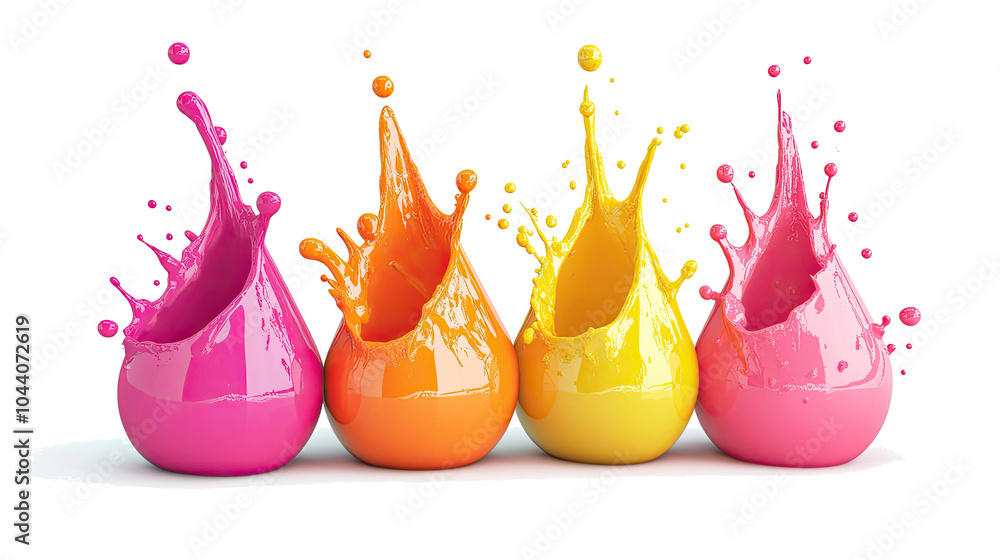 Poster vibrant collection of colorful oil drops with splashes on display generative ai