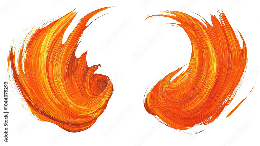 Poster orange strokes create dynamic textures on clear background generative ai
