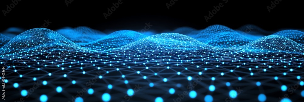 Poster abstract glowing blue plexus waves futuristic data connection wave of digital information