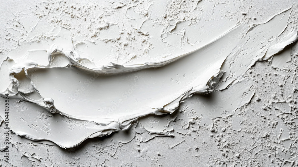 Aufkleber the image shows dynamic and textured white paint strokes on a flat surface, creating a contemporary 