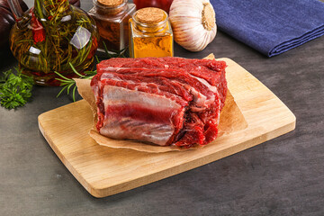 Raw beef ribs for cooking