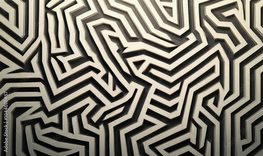 Aufkleber complex geometric lines create intricate mazes in varying shades, forming a captivating visual puzzl