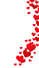 Red felt hearts pile valentine and love border isolated on transparency  photo png file isolated with white highlights, png