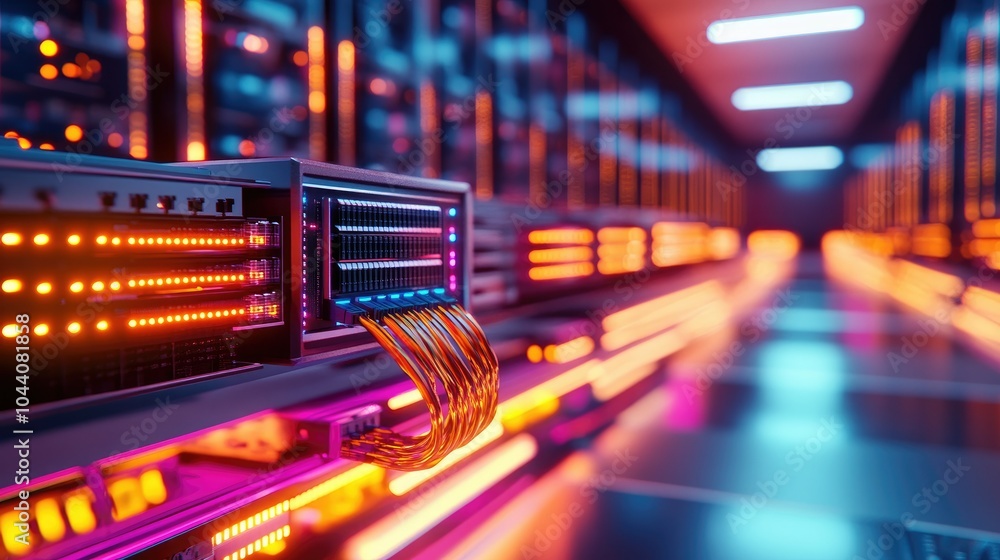 Aufkleber glowing network data center performance overview