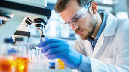 Fototapeta premium Researcher Analyzing Test Results in Laboratory Setting