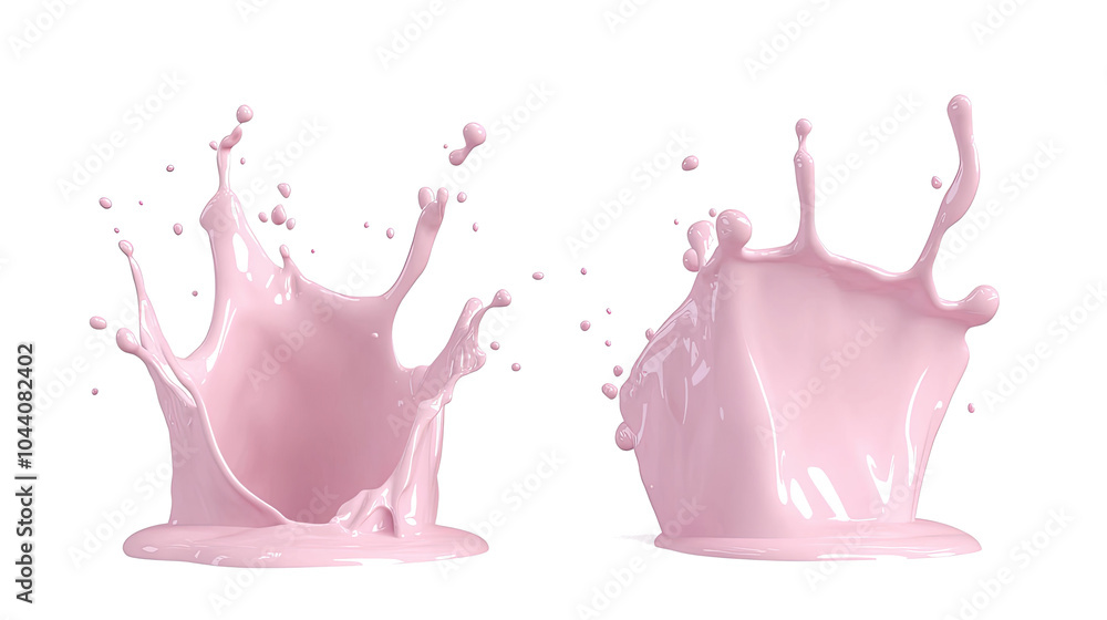 Aufkleber pink milk splashes isolated on a transparent background for design generative ai