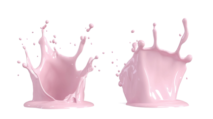Pink Milk Splashes Isolated on a Transparent Background for Design Generative AI